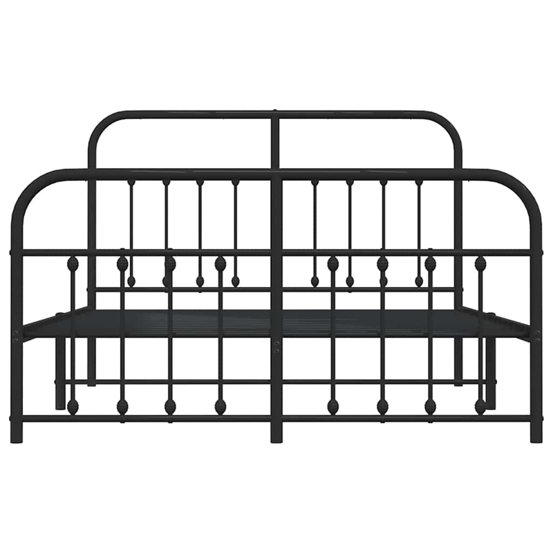 vidaXL Powder-Coated Steel King Bed Frame in Black
