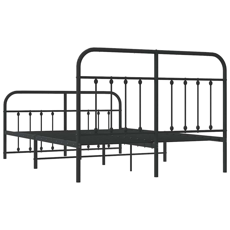 vidaXL Powder-Coated Steel King Bed Frame in Black