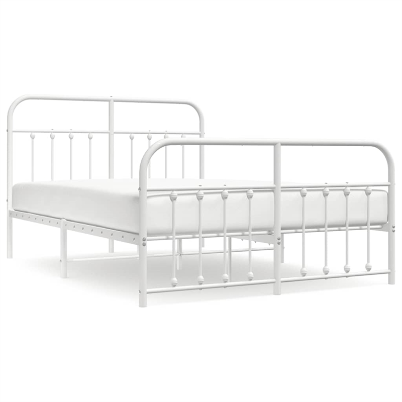 vidaXL 59 x 79 Steel Durable Bed Frame in White
