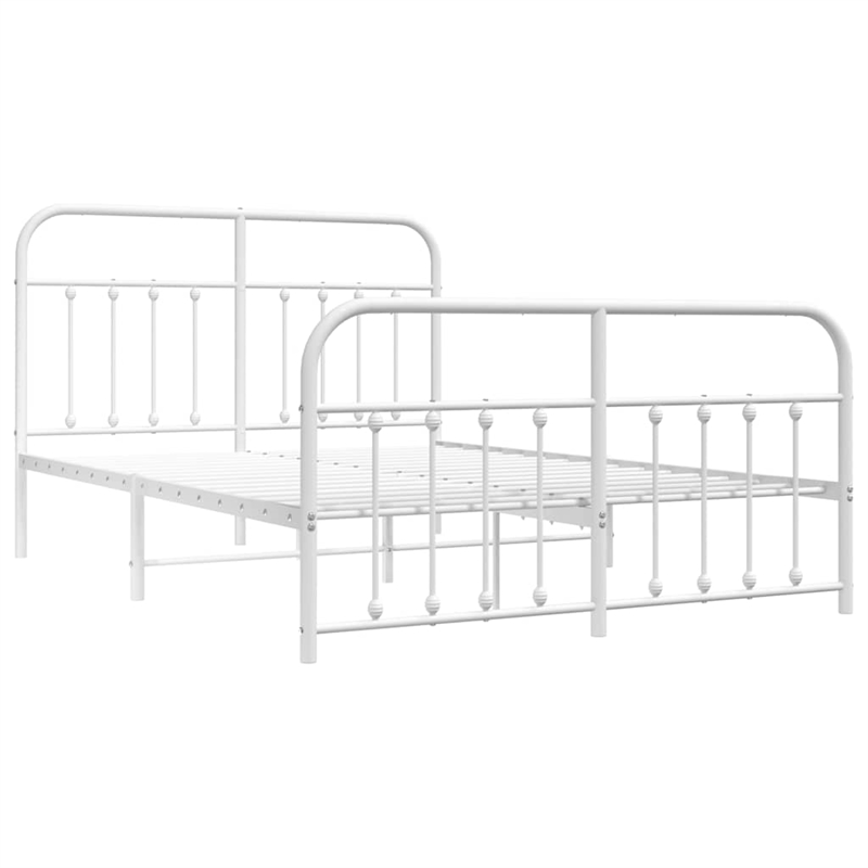 vidaXL 59 x 79 Steel Durable Bed Frame in White