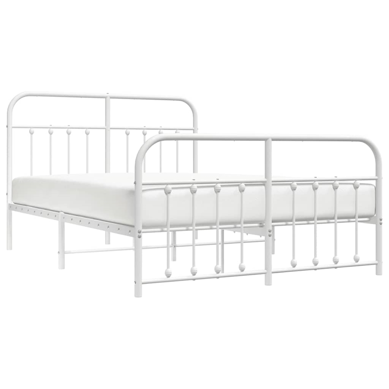 vidaXL 59 x 79 Steel Durable Bed Frame in White