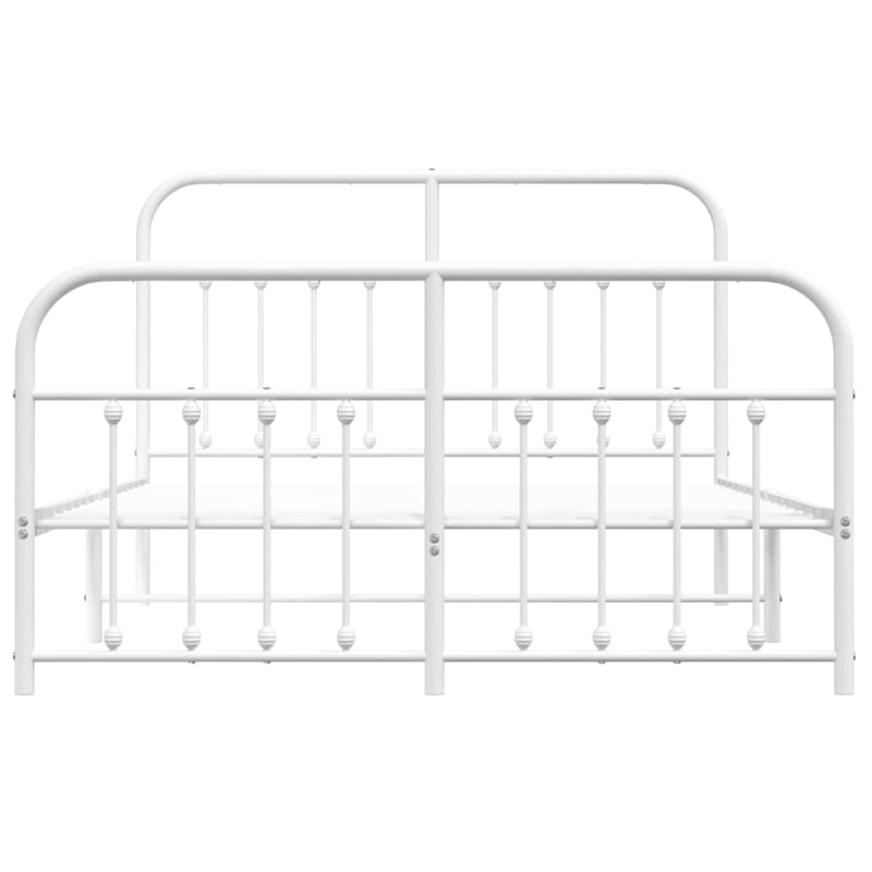 vidaXL 59 x 79 Steel Durable Bed Frame in White