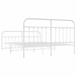 vidaXL Rectangular Powder-Coated Steel Full Bed Frame in White