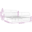vidaXL Rectangular Powder-Coated Steel Full Bed Frame in White