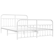 vidaXL Rectangular Powder-Coated Steel Full Bed Frame in White