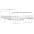 vidaXL Rectangular Powder-Coated Steel Full Bed Frame in White