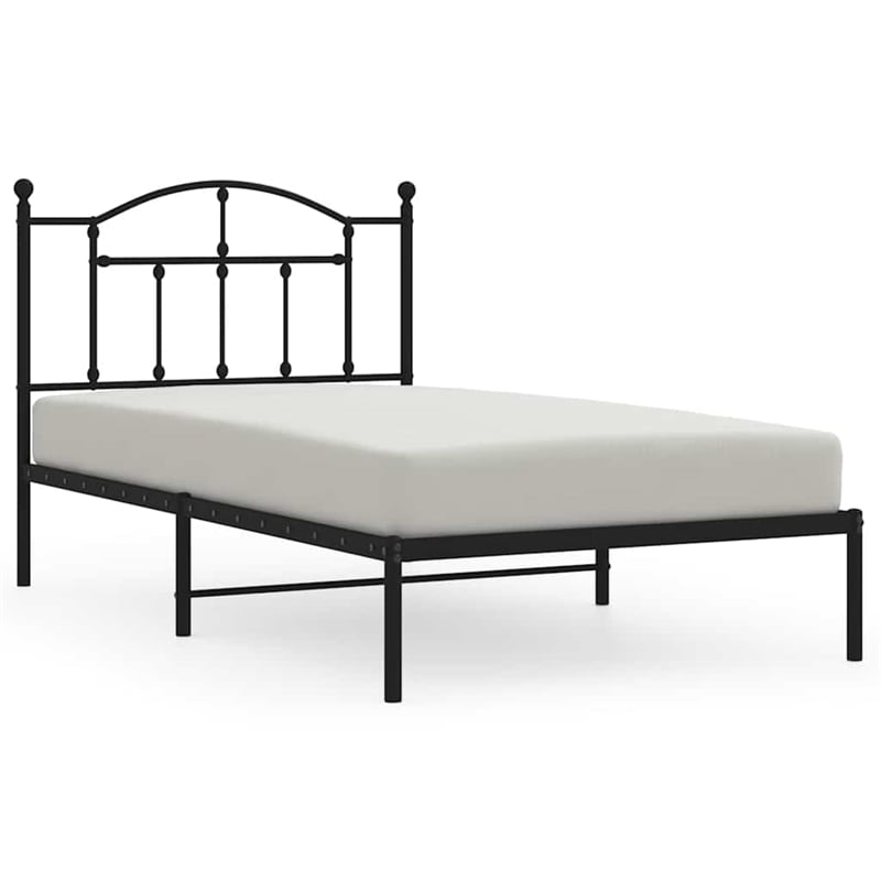 vidaXL Powder-Coated Steel Single Bed Frame in Black