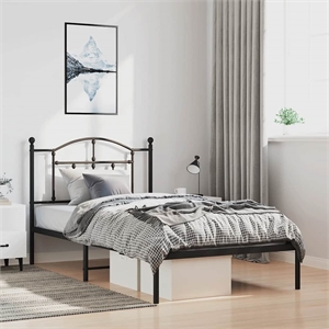 vidaXL Powder-Coated Steel Single Bed Frame in Black