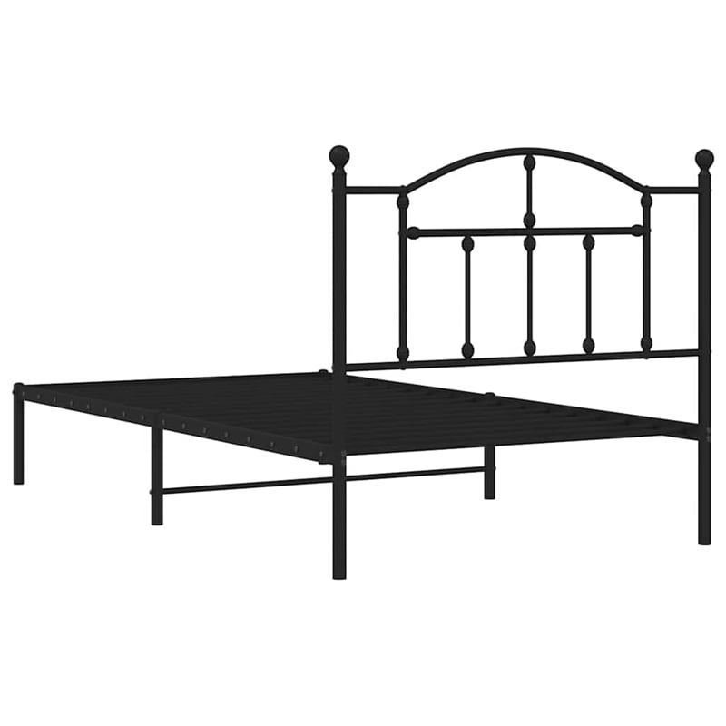 vidaXL Powder-Coated Steel Single Bed Frame in Black