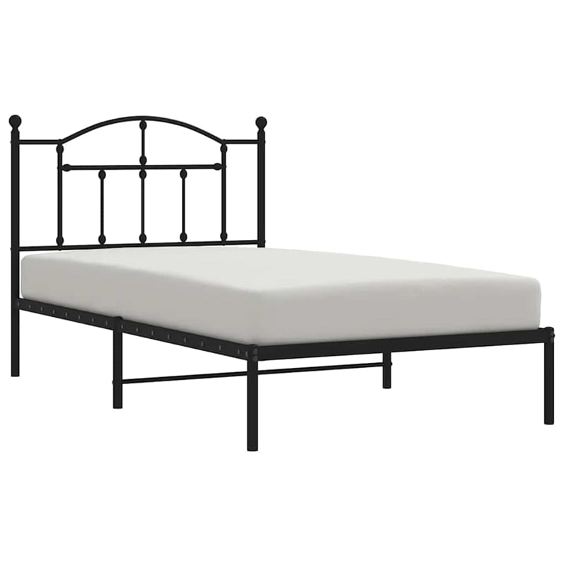 vidaXL Powder-Coated Steel Single Bed Frame in Black