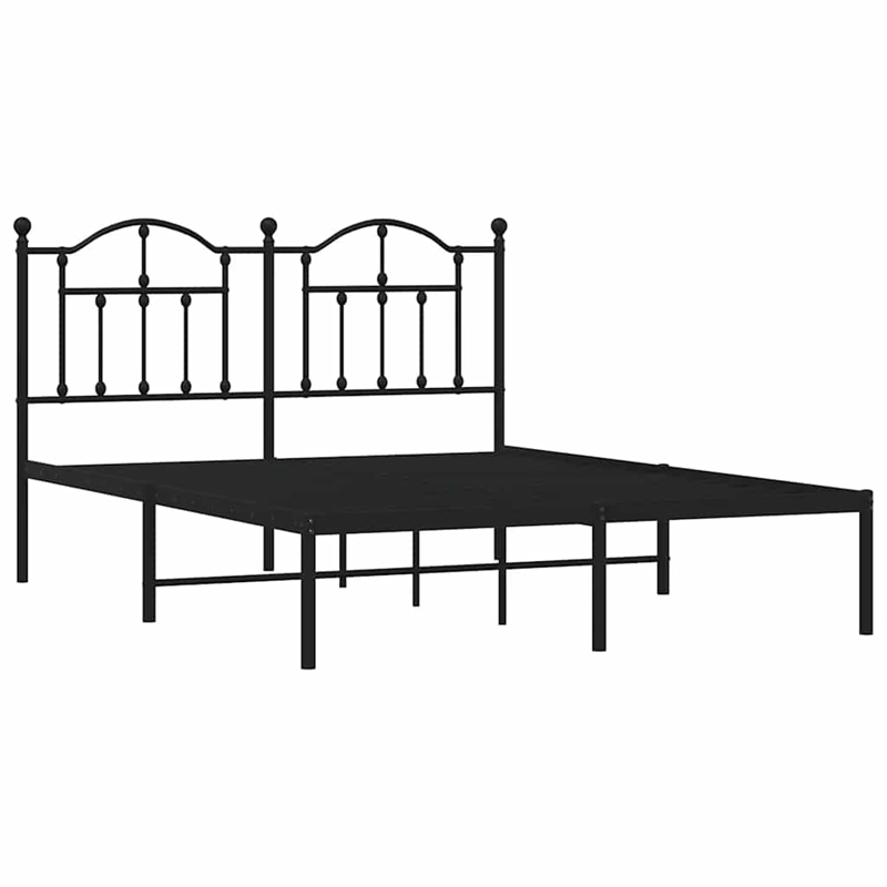 vidaXL Powder-Coated Steel Full/Double Bed Frame in Black