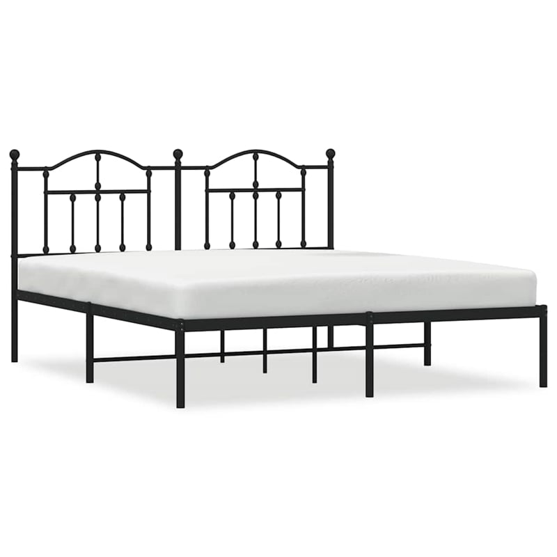 vidaXL Rectangular Powder-Coated Steel Full Bed Frame in Black