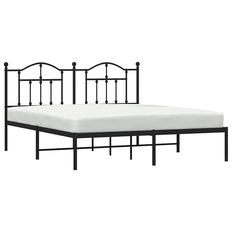 vidaXL Rectangular Powder-Coated Steel Full Bed Frame in Black