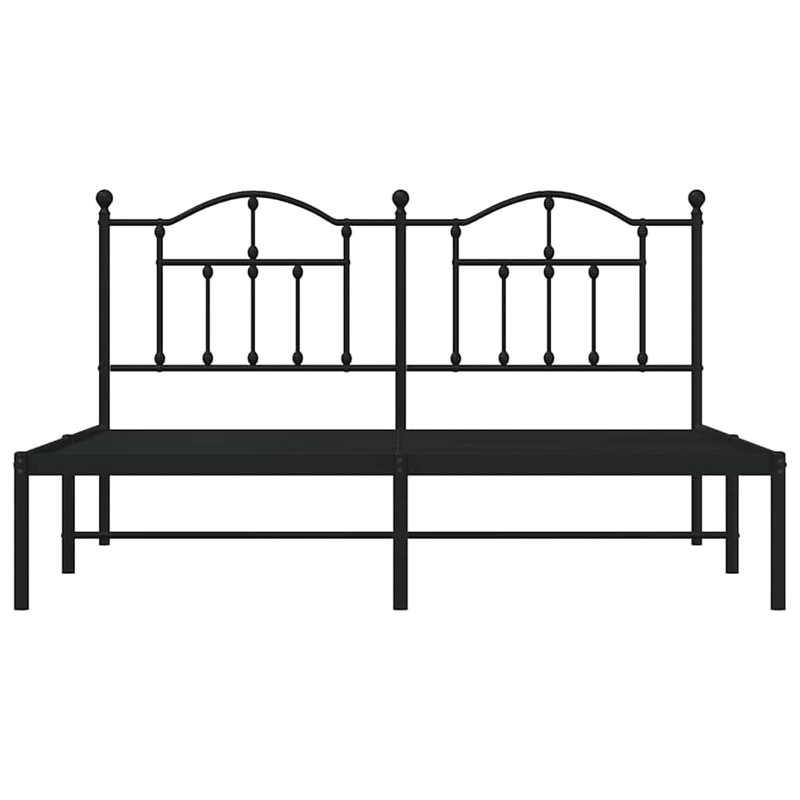 vidaXL Rectangular Powder-Coated Steel Full Bed Frame in Black