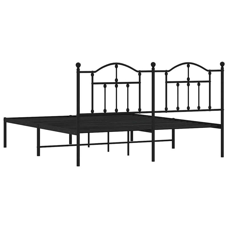 vidaXL Rectangular Powder-Coated Steel Full Bed Frame in Black