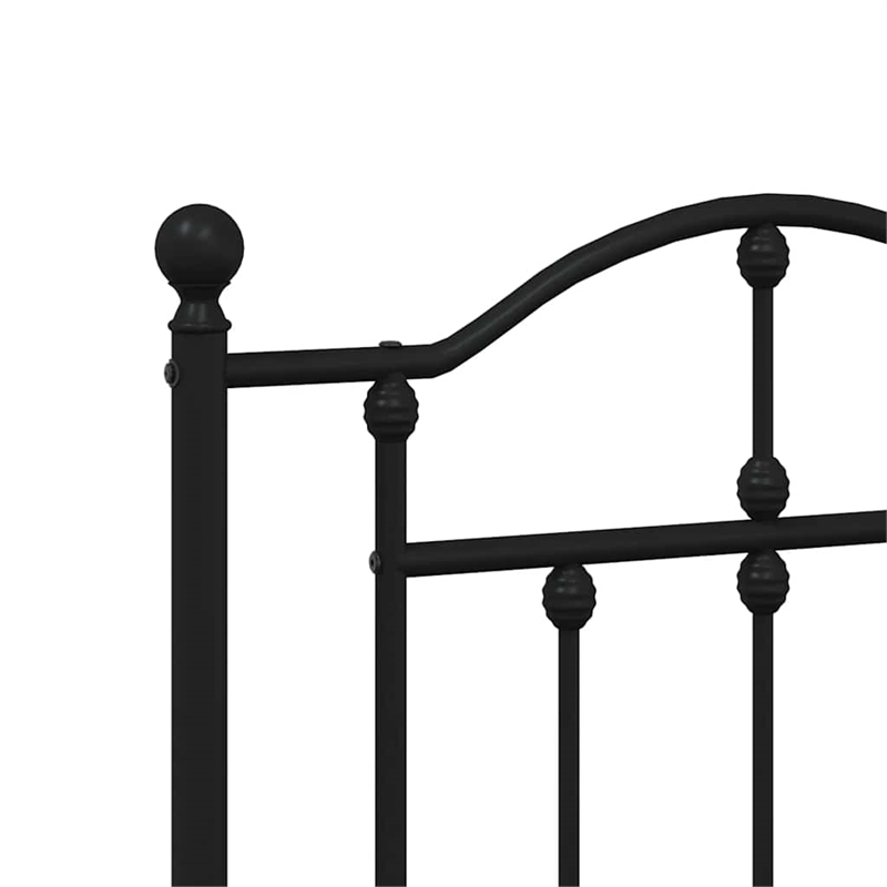 vidaXL Rectangular Powder-Coated Steel Full Bed Frame in Black