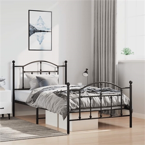 vidaXL Powder-Coated Steel Twin Bed Frame in Black
