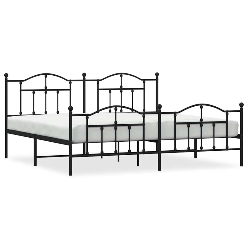 vidaXL Powder-Coated Steel King/Double Bed Frame in Black