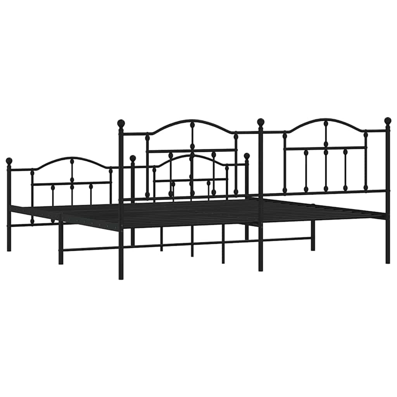 vidaXL Powder-Coated Steel King/Double Bed Frame in Black