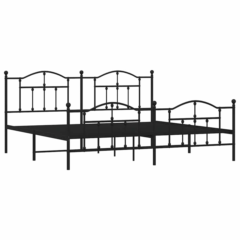 vidaXL Powder-Coated Steel King/Double Bed Frame in Black