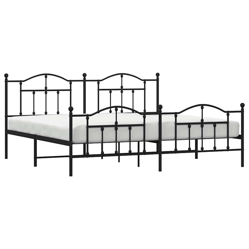 vidaXL Powder-Coated Steel King/Double Bed Frame in Black