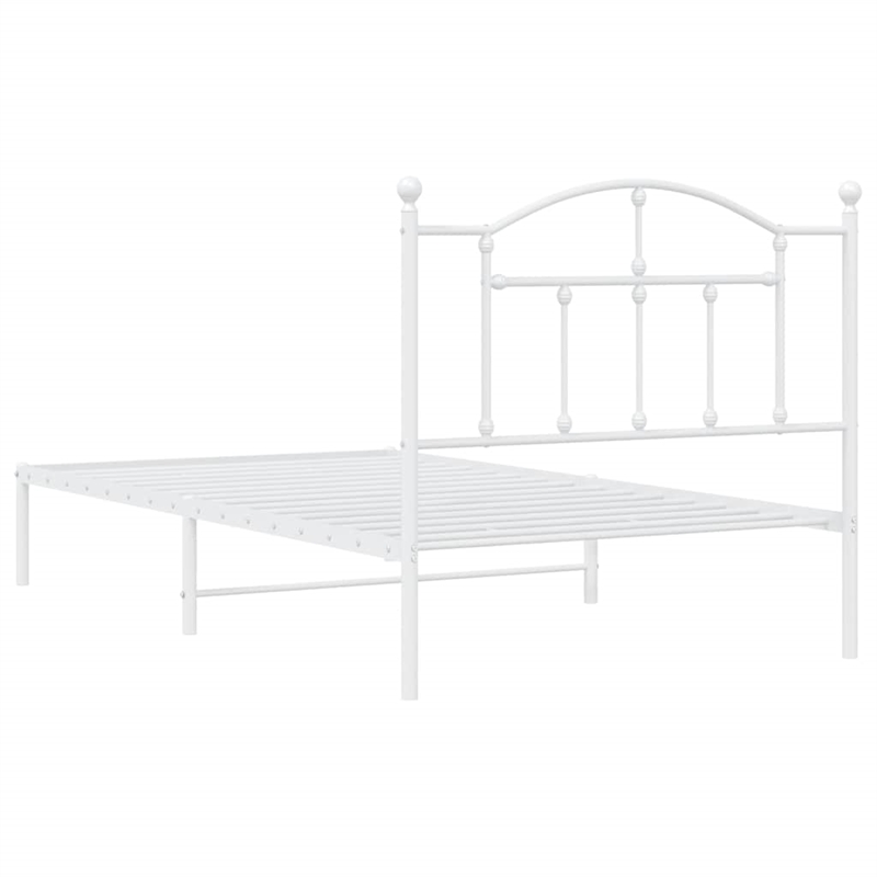 vidaXL Rectangular Steel Single Bed Frame in White