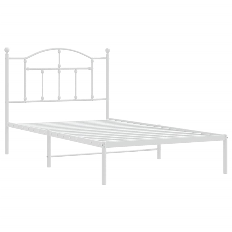 vidaXL Rectangular Steel Single Bed Frame in White