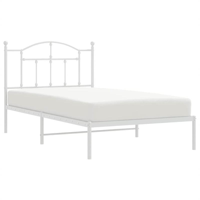 vidaXL Rectangular Steel Single Bed Frame in White