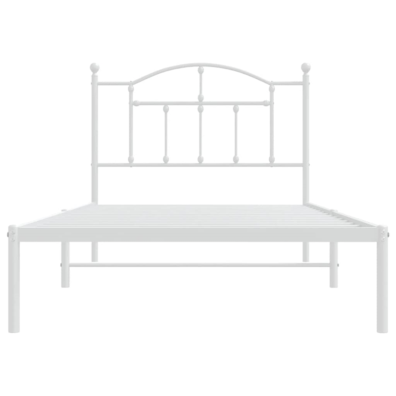 vidaXL Rectangular Steel Single Bed Frame in White