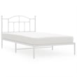 vidaXL Rectangular Powder-Coated Steel Twin Bed Frame in White