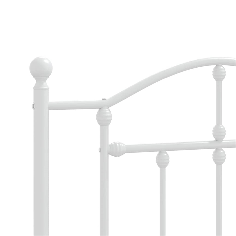 vidaXL Rectangular Powder-Coated Steel Twin Bed Frame in White
