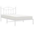 vidaXL Rectangular Powder-Coated Steel Twin Bed Frame in White