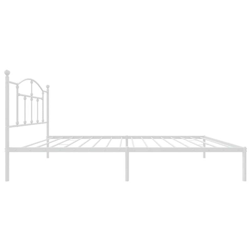 vidaXL Rectangular Powder-Coated Steel Twin Bed Frame in White