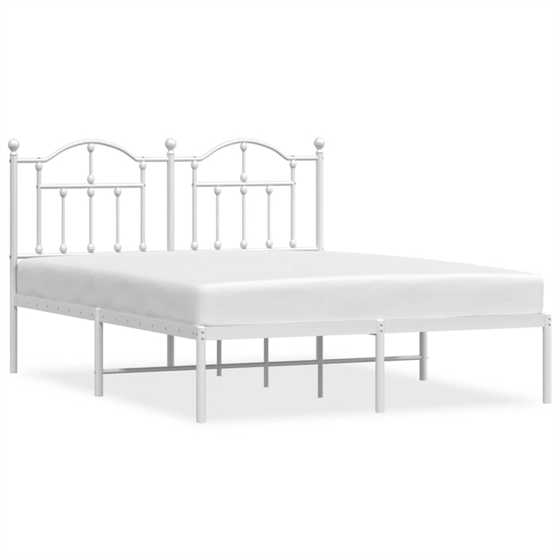 vidaXL Powder-Coated Steel King Size Bed Frame in White
