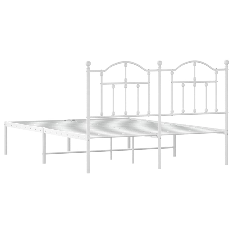 vidaXL Powder-Coated Steel King Size Bed Frame in White
