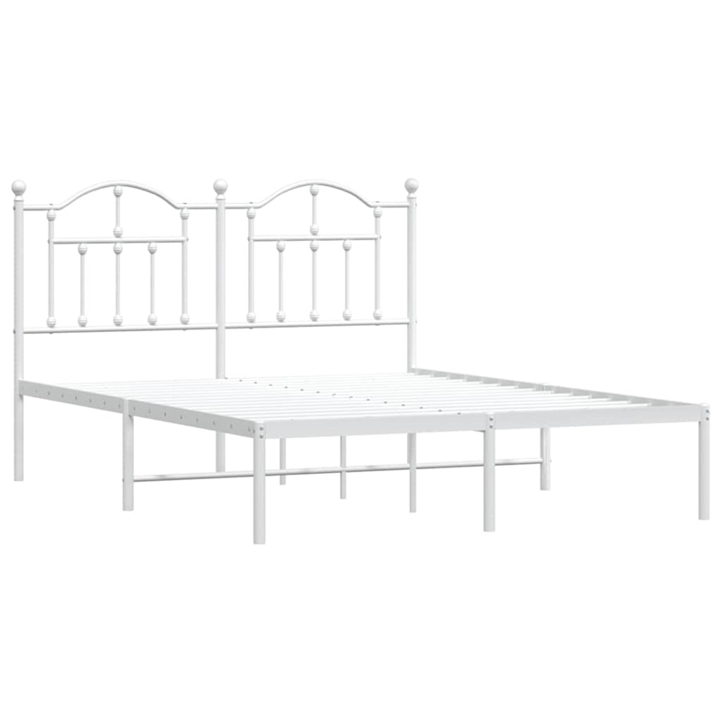 vidaXL Powder-Coated Steel King Size Bed Frame in White
