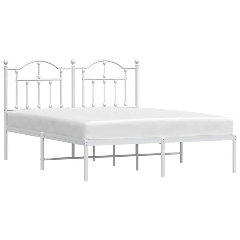 vidaXL Powder-Coated Steel King Size Bed Frame in White