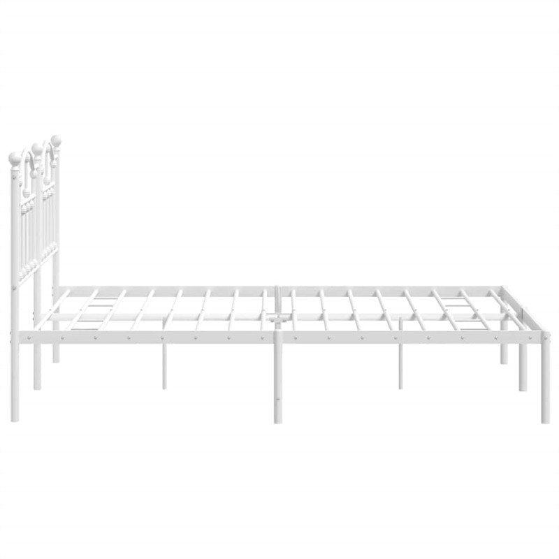vidaXL Powder-Coated Steel King Size Bed Frame in White