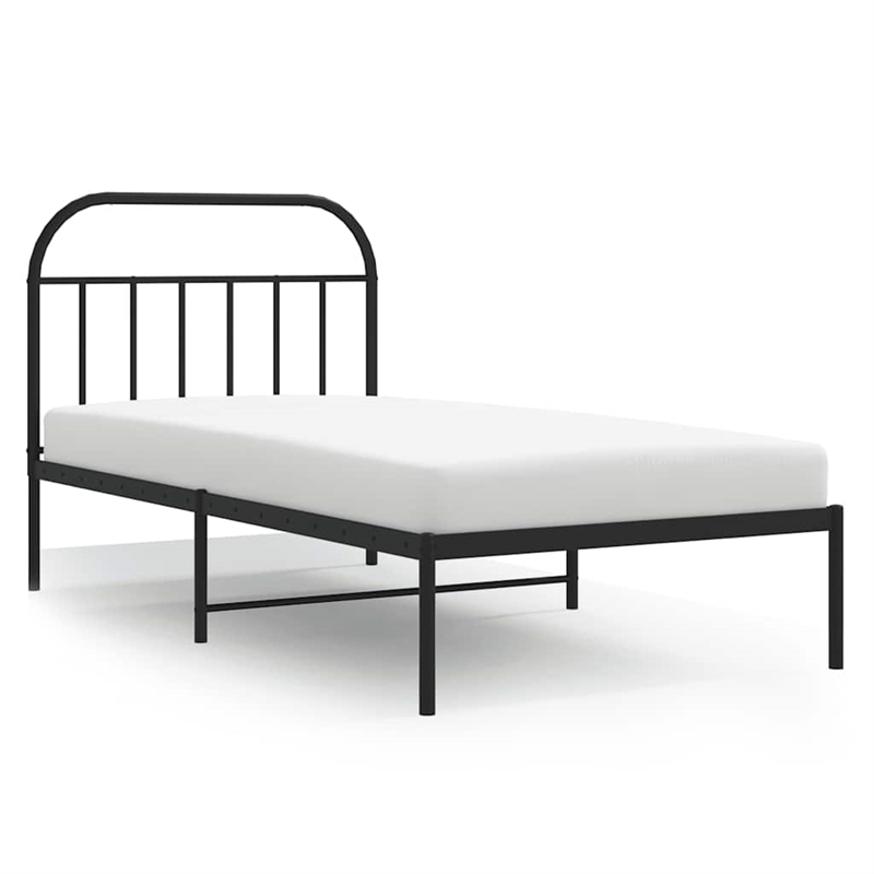 vidaXL Powder-Coated Steel Single Bed Frame in Black