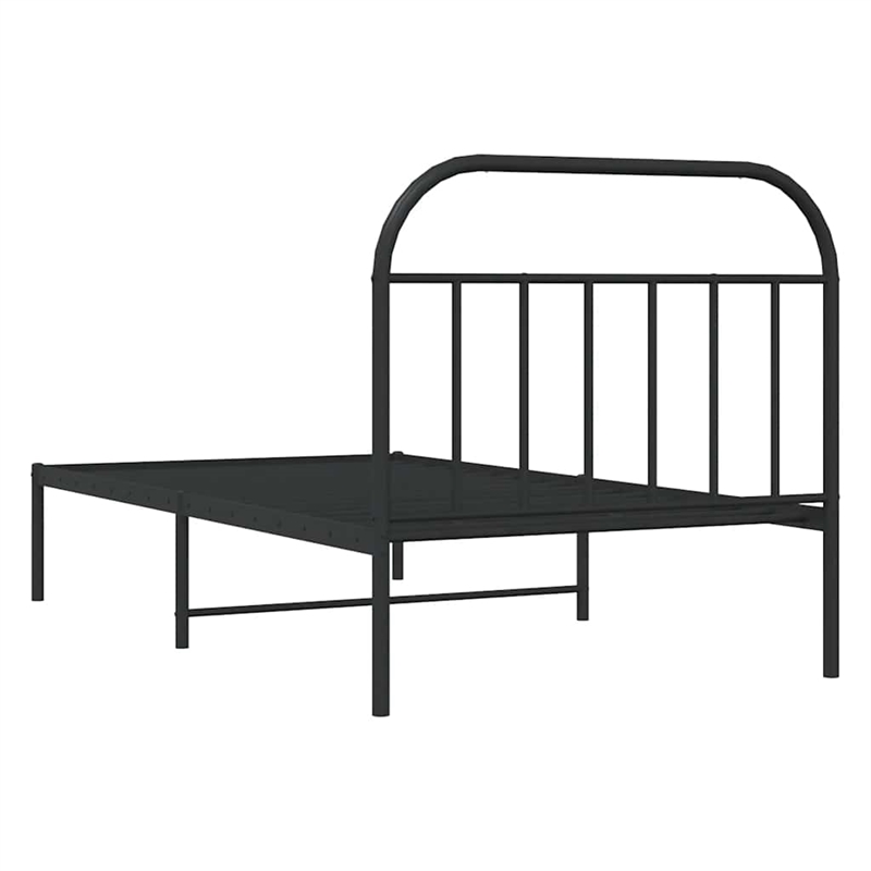 vidaXL Powder-Coated Steel Single Bed Frame in Black