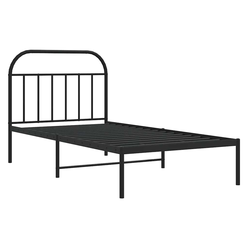 vidaXL Powder-Coated Steel Single Bed Frame in Black