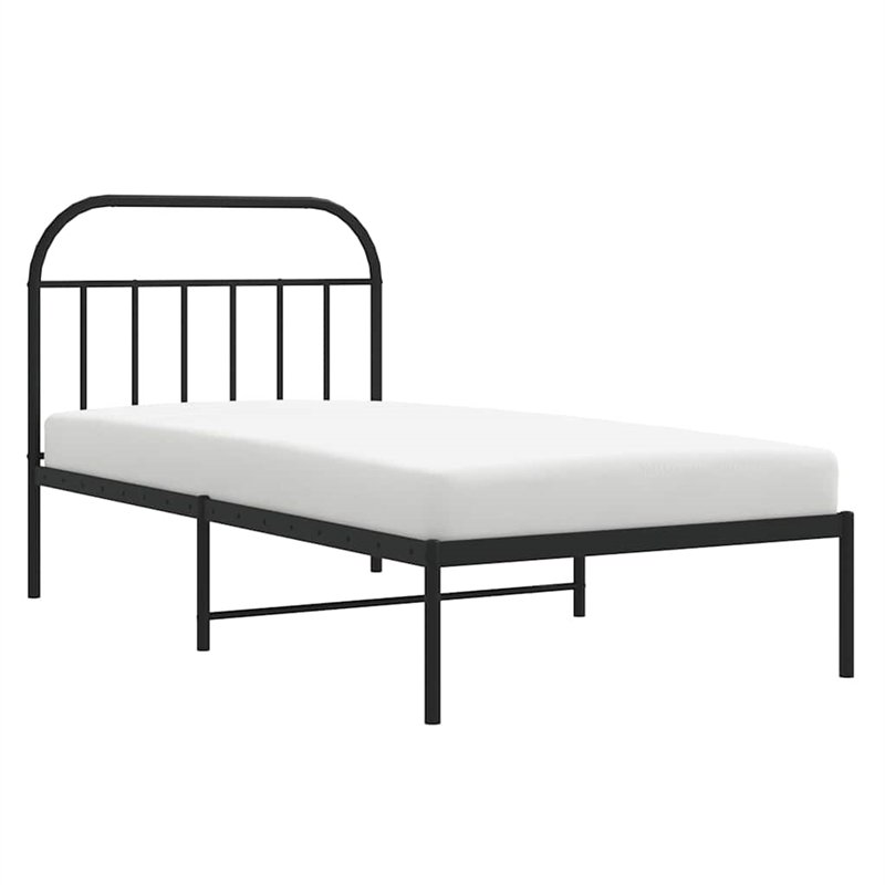 vidaXL Powder-Coated Steel Single Bed Frame in Black