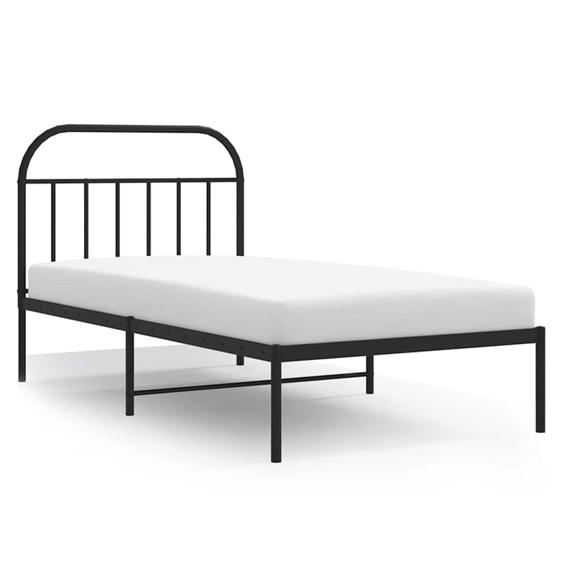 vidaXL Powder-Coated Steel Single Bed Frame in Black