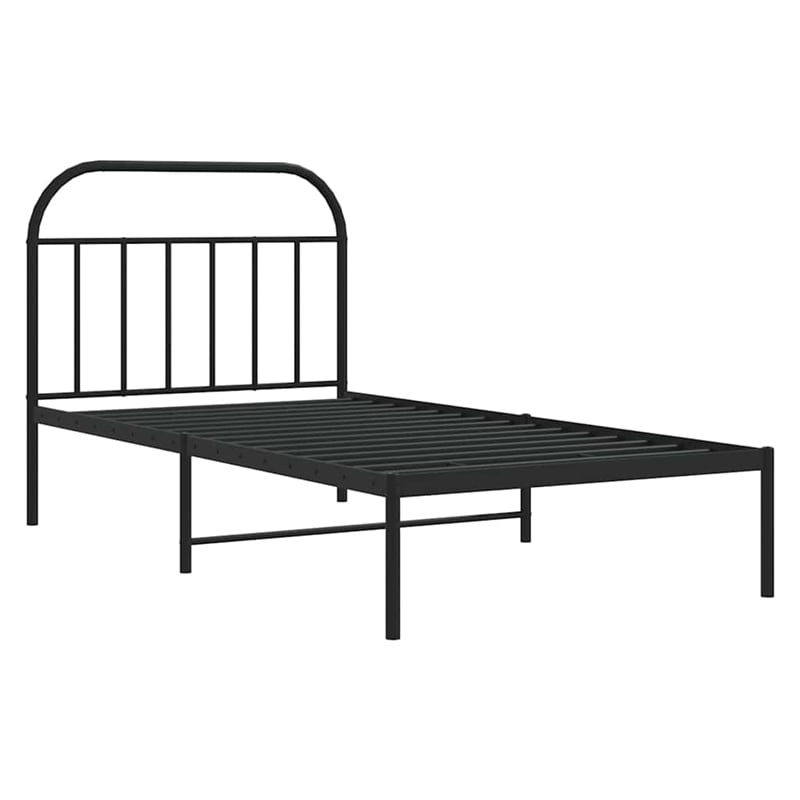 vidaXL Powder-Coated Steel Single Bed Frame in Black
