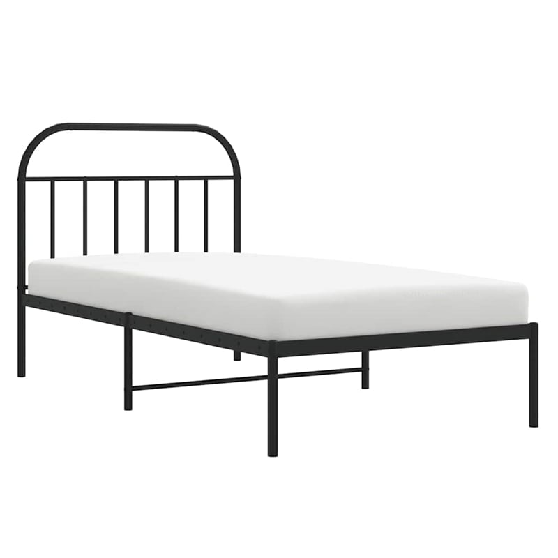 vidaXL Powder-Coated Steel Single Bed Frame in Black