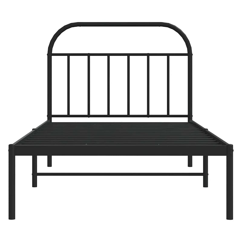 vidaXL Powder-Coated Steel Single Bed Frame in Black