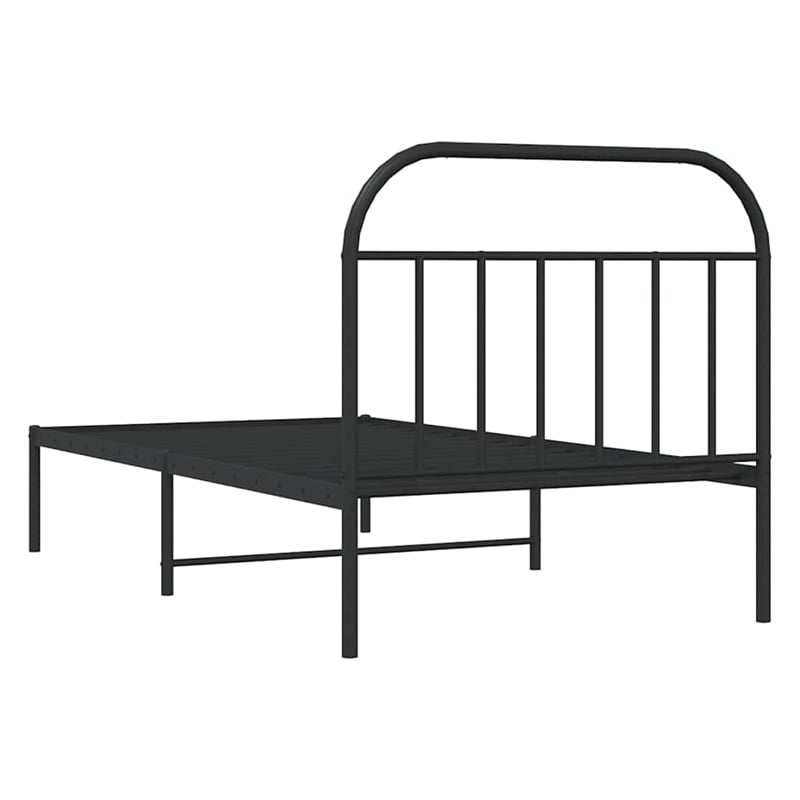vidaXL Powder-Coated Steel Single Bed Frame in Black