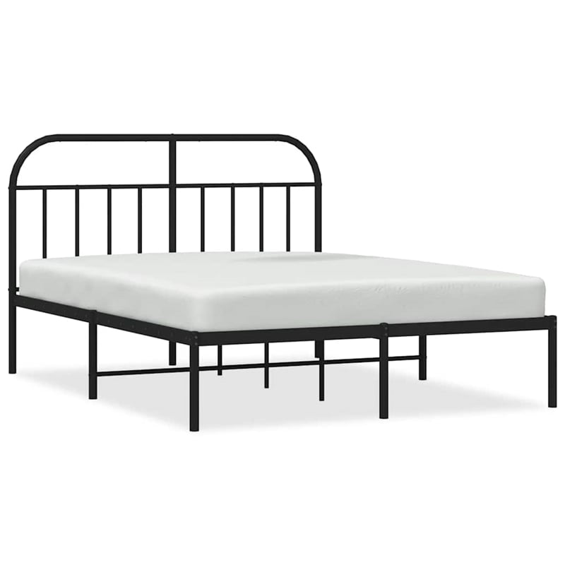 vidaXL Rectangular Powder-Coated Steel Full Bed Frame in Black
