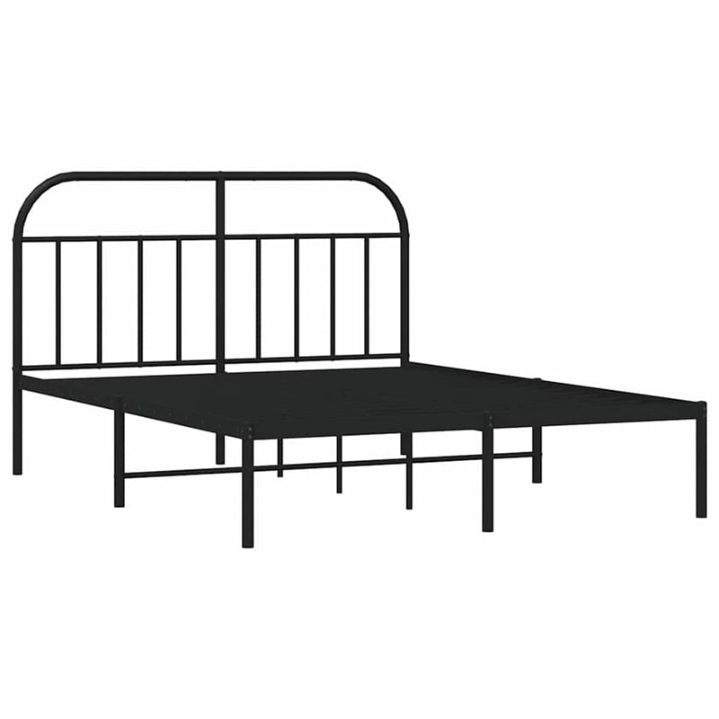 vidaXL Rectangular Powder-Coated Steel Full Bed Frame in Black
