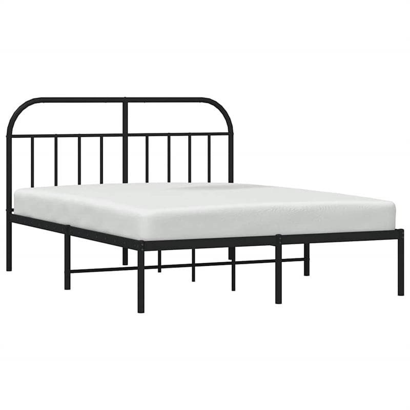 vidaXL Rectangular Powder-Coated Steel Full Bed Frame in Black